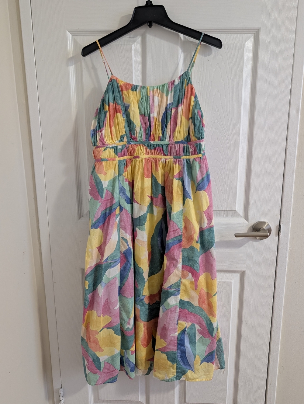 Reitmans 100% Cotton Midi Sundress Abstract Colorful Print Tropical Boho Chic  L - Picture 2 of 9